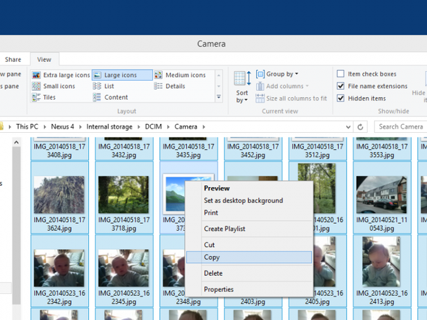 Save Instagram photos by copying them off your Android device to your PC using Windows Explorer