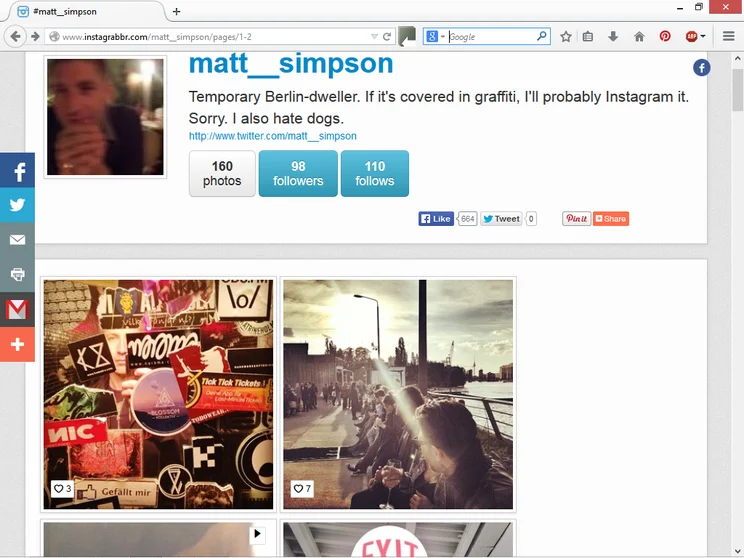 Save Instagram photos by using Instagrabbr