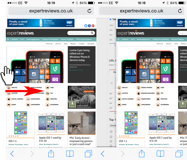 iPhone swipe gesture