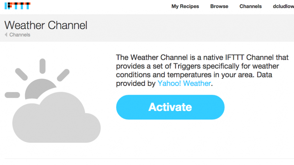 IFTTT activate weather channel
