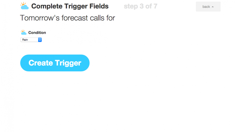 IFTTT set trigger for rain