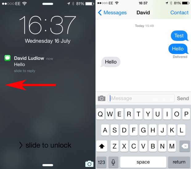 iPhone swipe on notifications