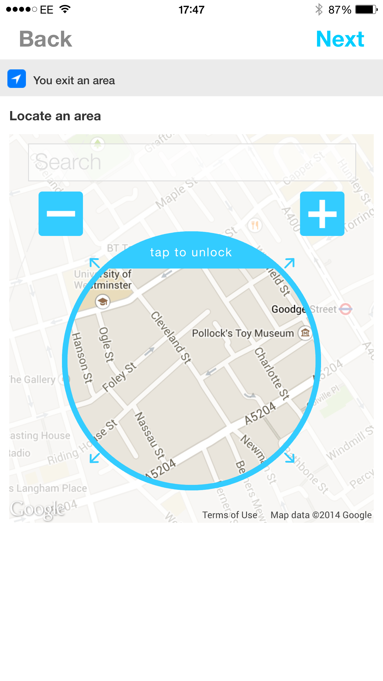 IFTTT select trigger area