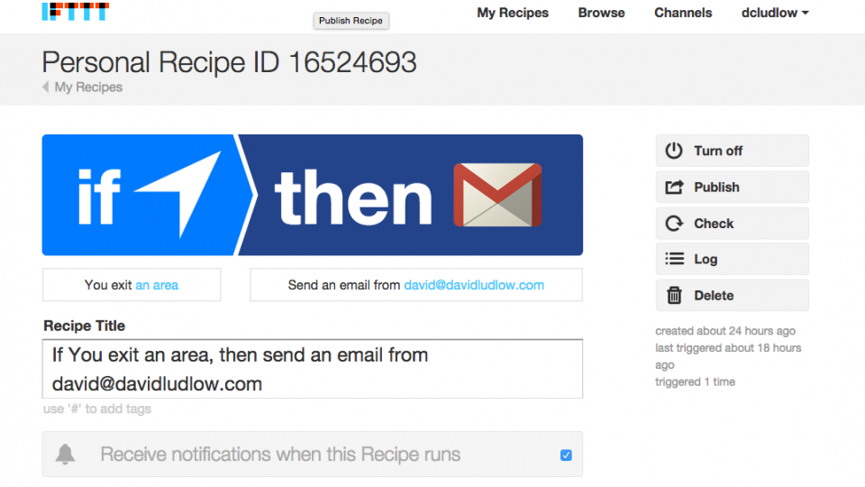 IFTTT publish recipes