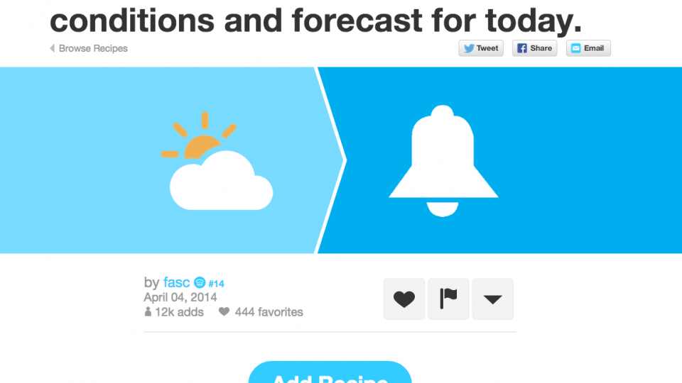 IFTTT add recipe