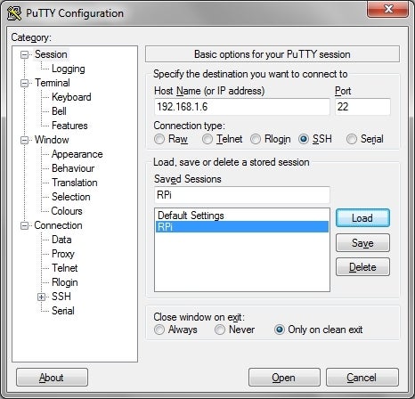 Putty configuration