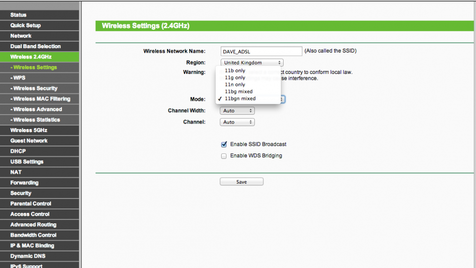 How to configure a 2.4GHz router step 3