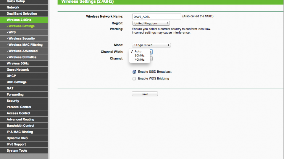 How to configure a 2.4GHz router step 4