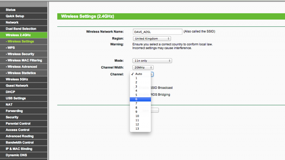 How to configure a 2.4GHz router step 5