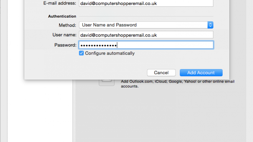 Fasthosts add Exchange account to Outlook