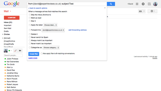 Step 2 Choose filter forwarding address in Gmail