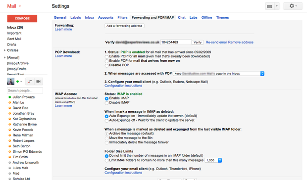Step 2 Enter verification code for Gmail forward