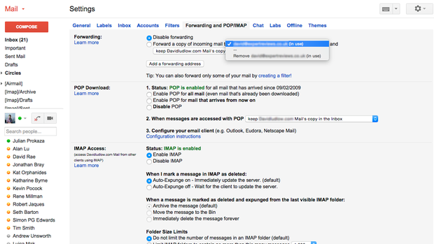 Step 4 Disable forwarding in Gmail