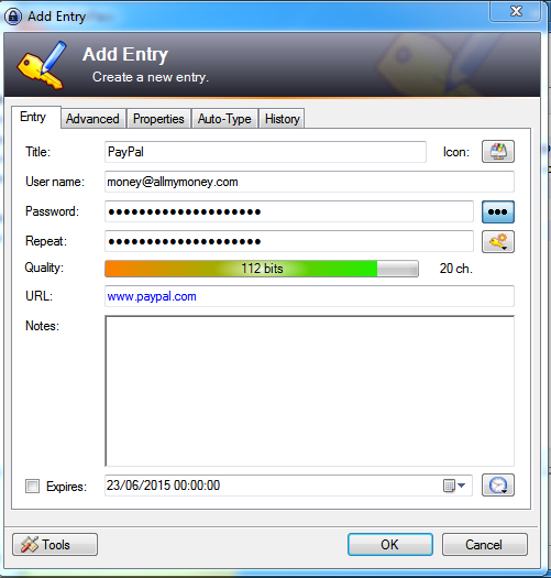 You can generate entries in KeePass for every website you use