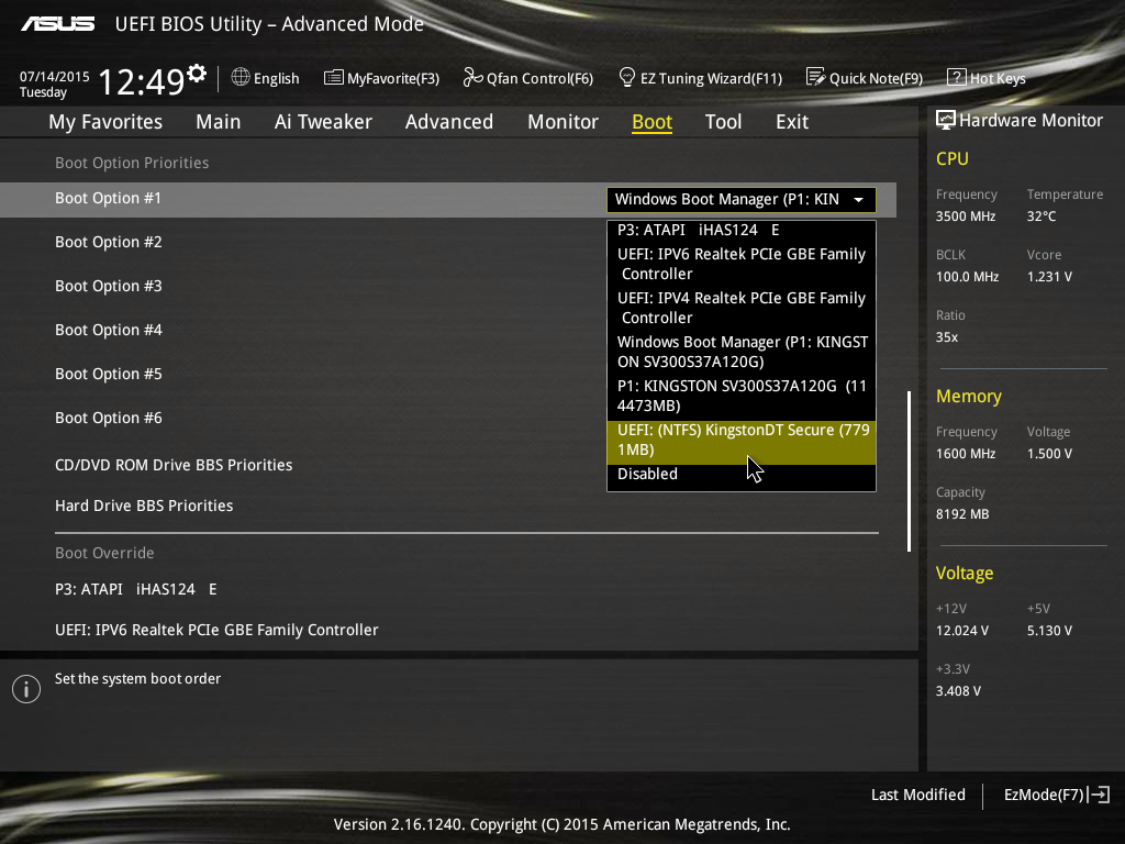 Set your BIOS boot order