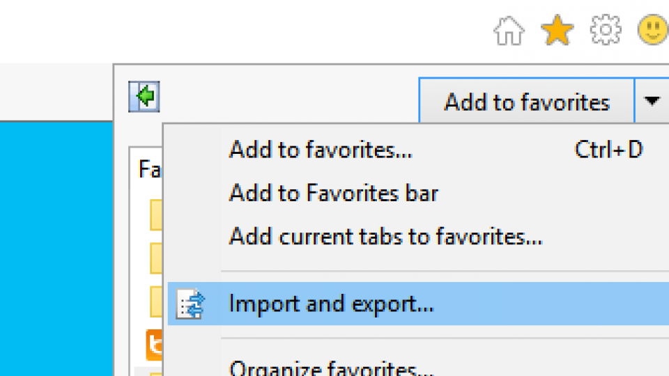 Internet Explorer bookmarks import
