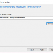 Internet Explorer bookmarks import select location