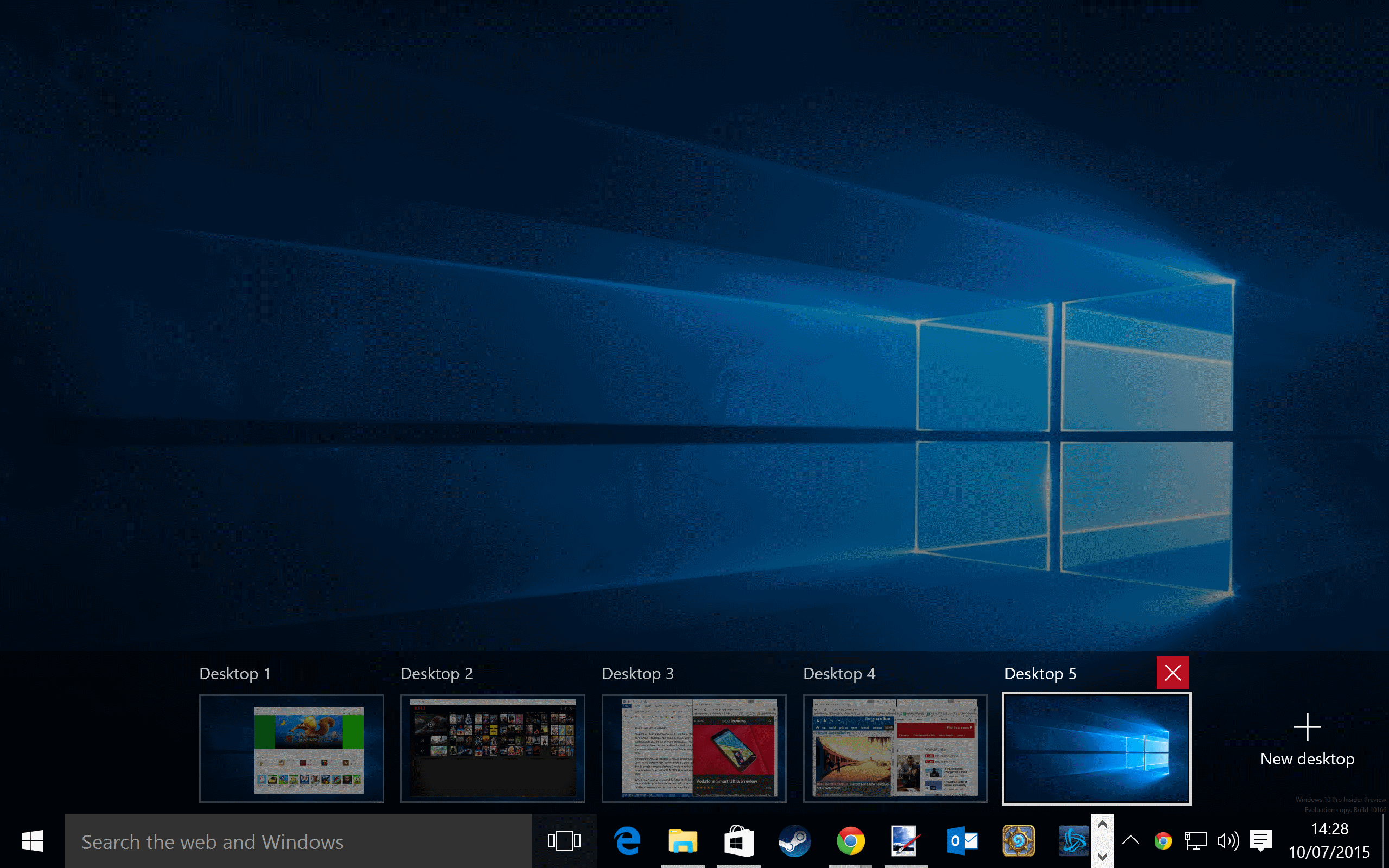 Windows 10 virtual desktops