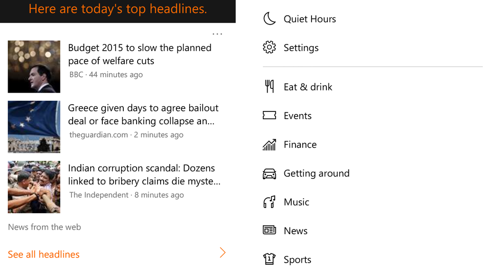 Windows 10 Mobile Cortana