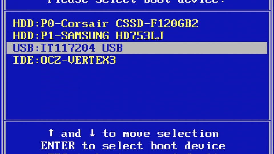 BIOS boot menu