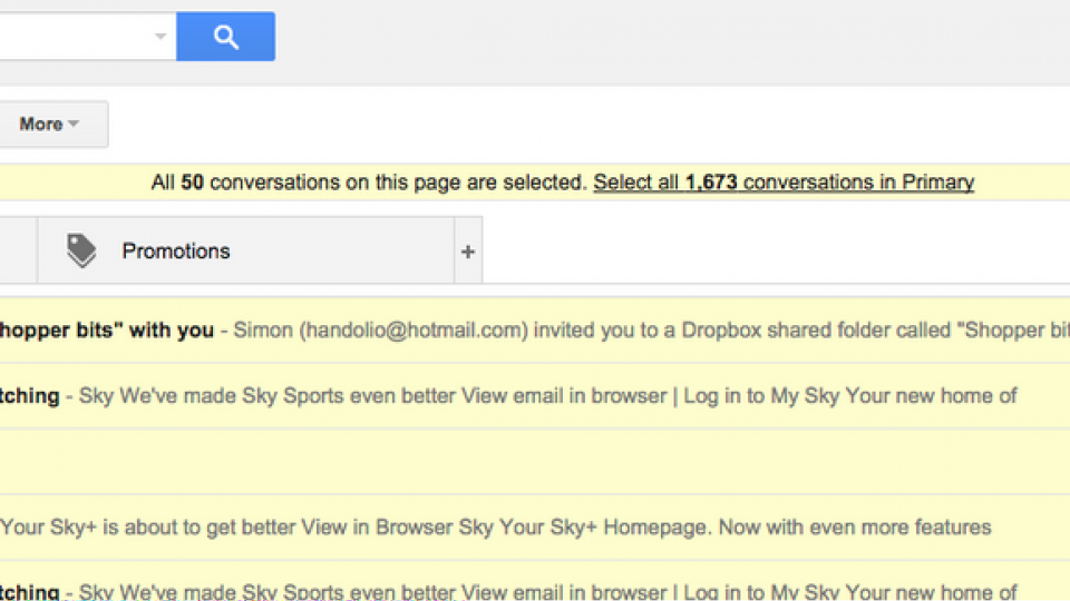 Select all messages in Gmail