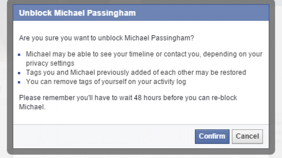 Facebook block step 8