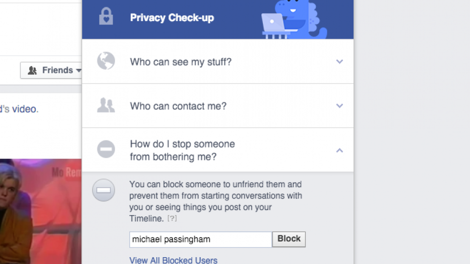 Facebook block person using the privacy menu