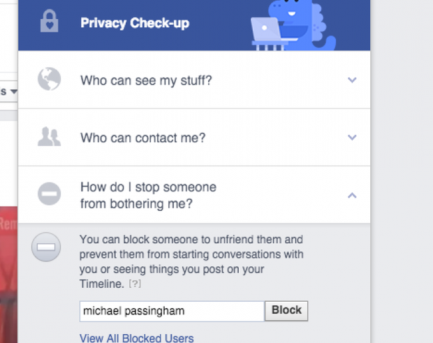 Facebook block person using the privacy menu