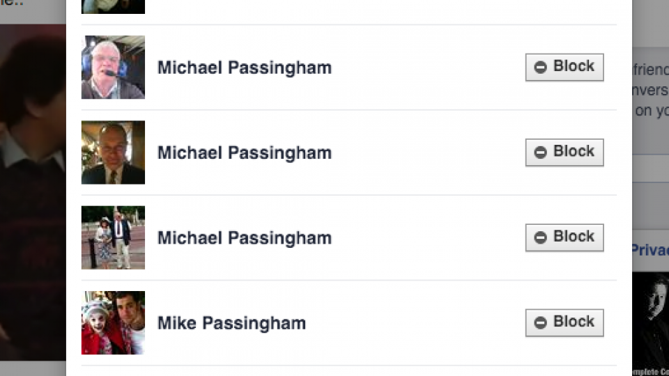 Facebook select people to block