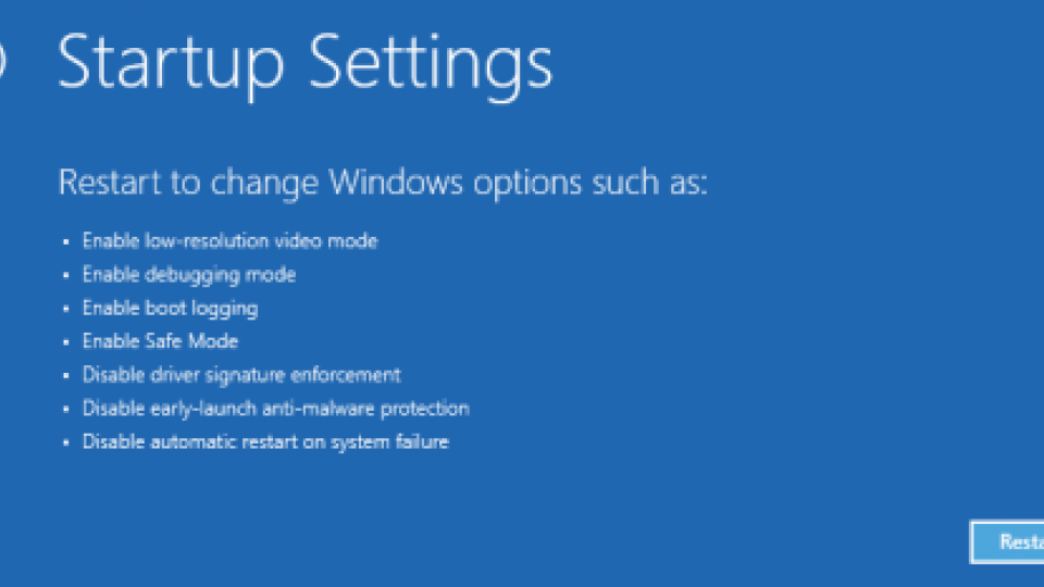 Windows 10 recovery restart