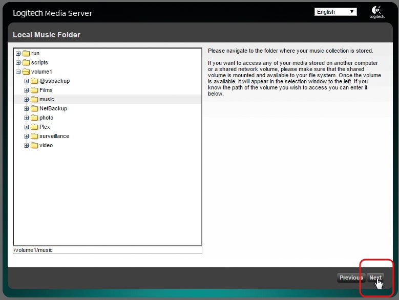 Squeezebox server find folder