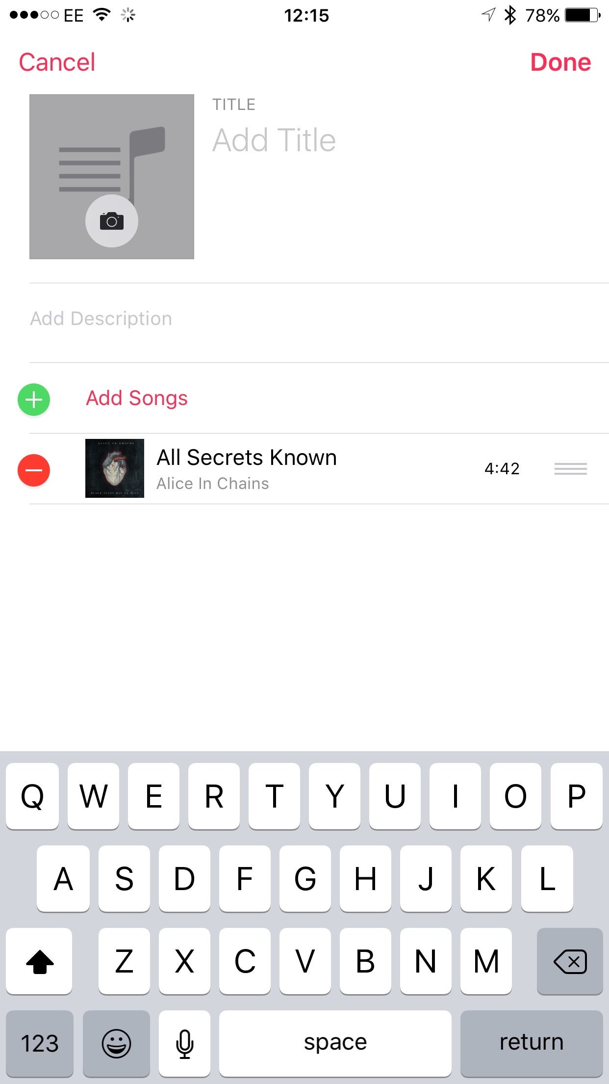 iOS 9.2 Music Create Playlist
