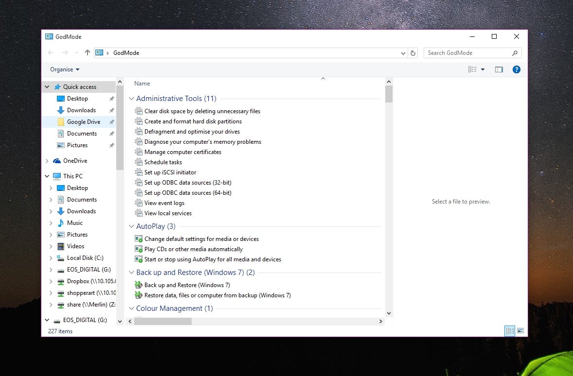 Windows 10 GodMode