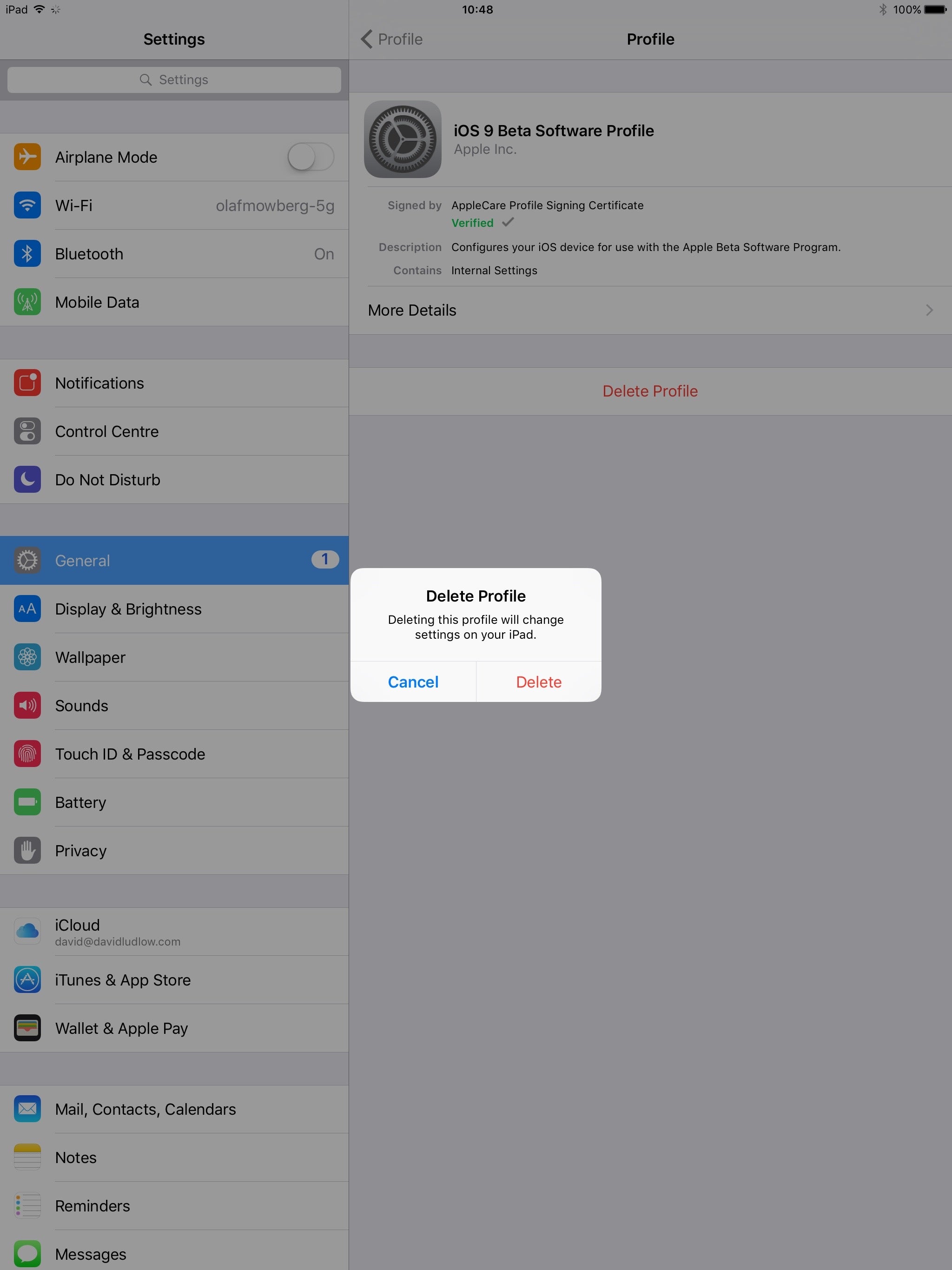 Delete iOS Profile
