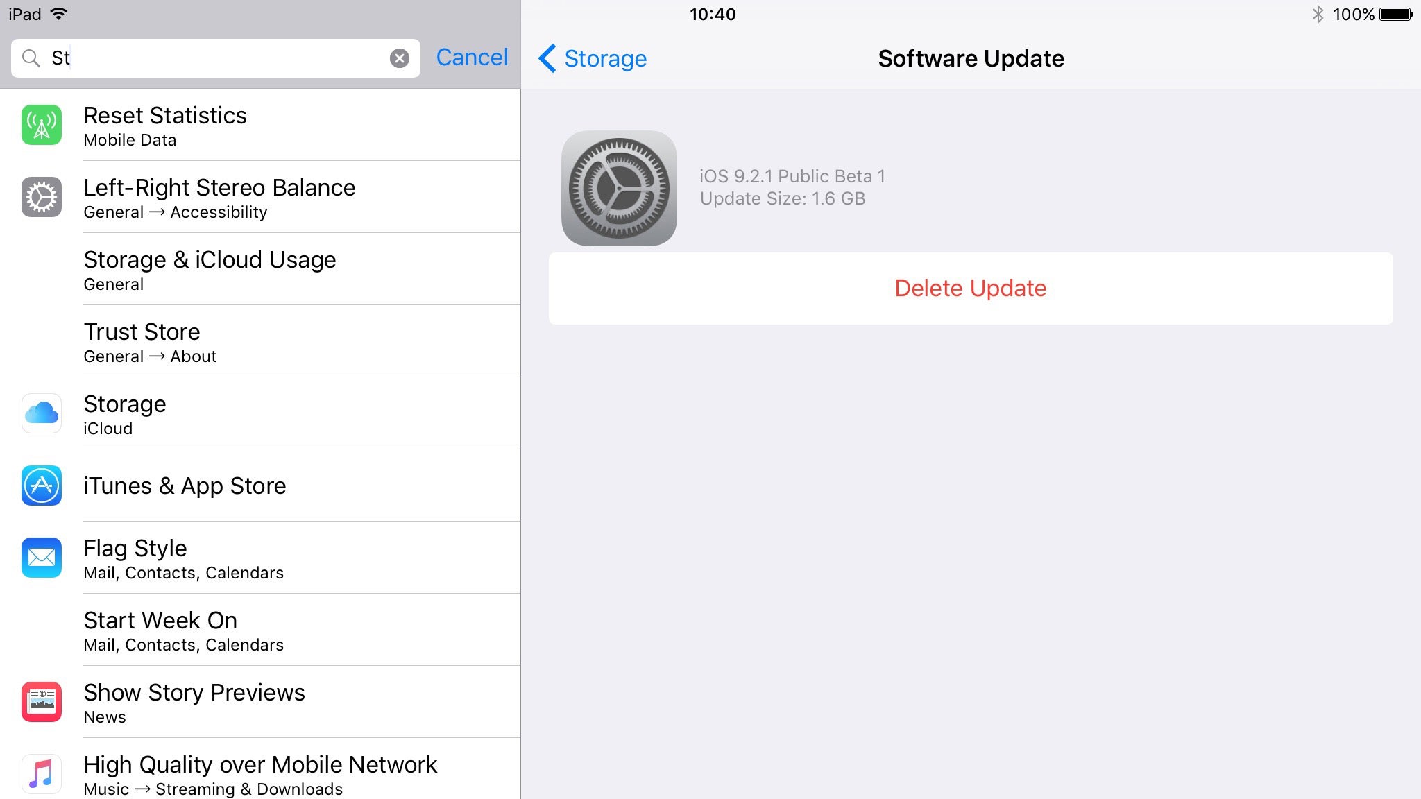 Delete iOS Update