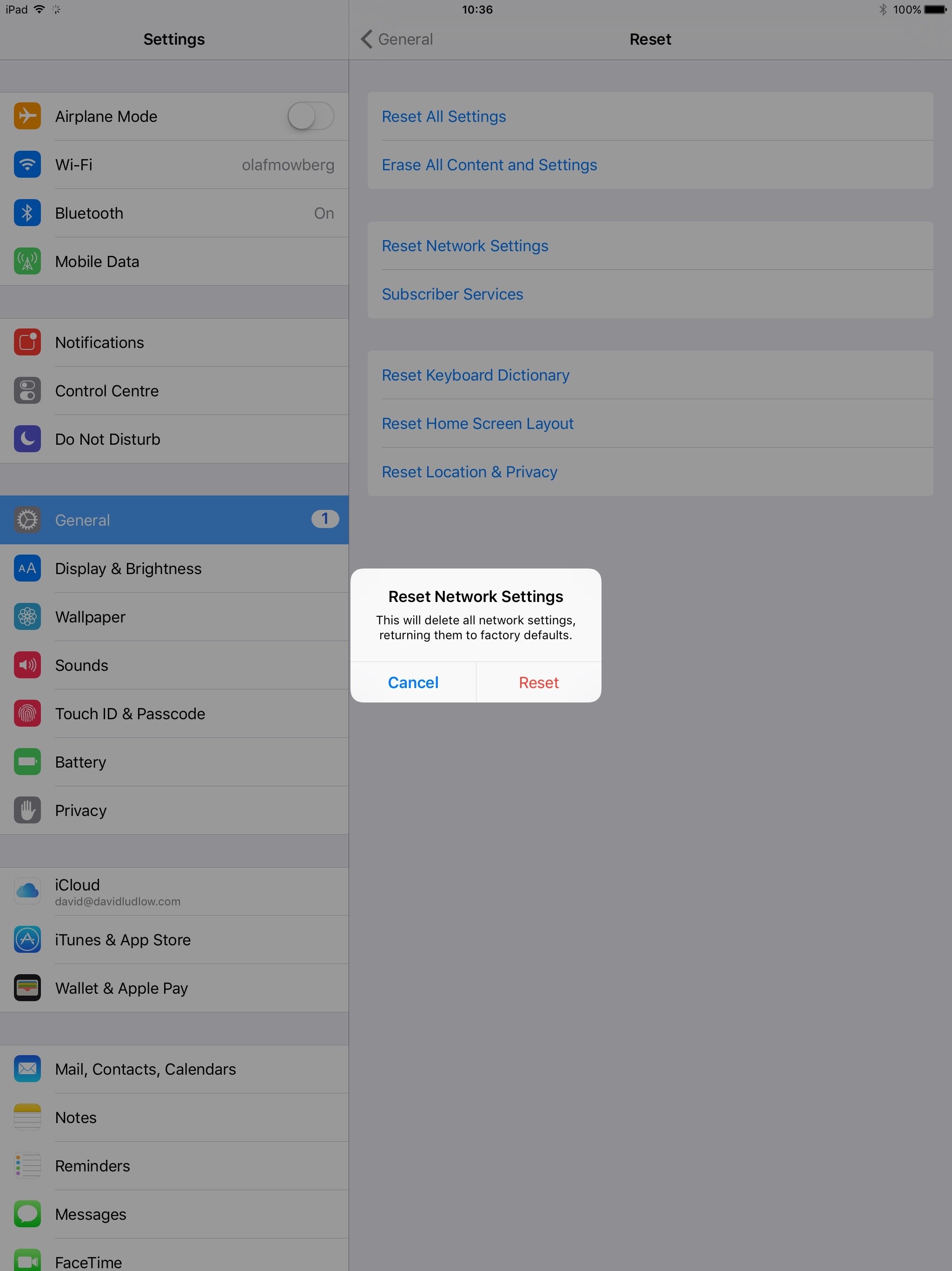 Reset iOS Network Settings