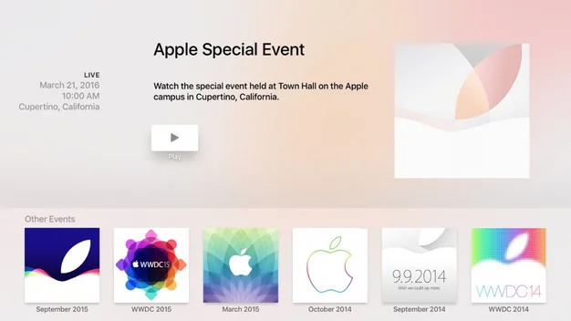 Apple TV events app