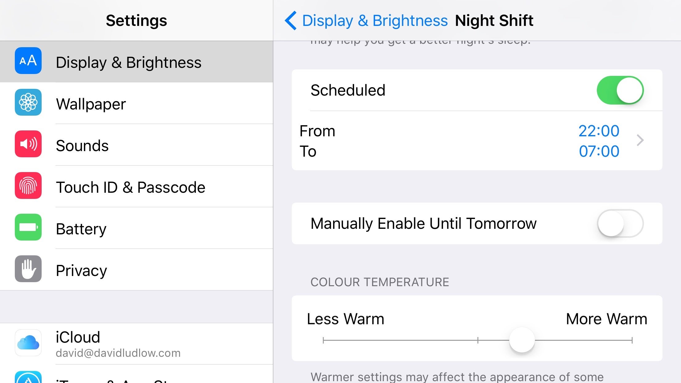 iOS 9.3 Night Shift