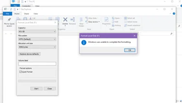 Unable to complete the formatting lead