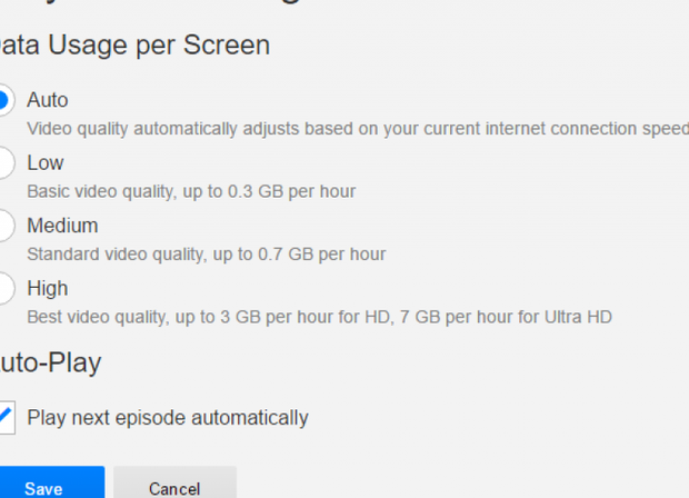 Netflix desktop playback settings