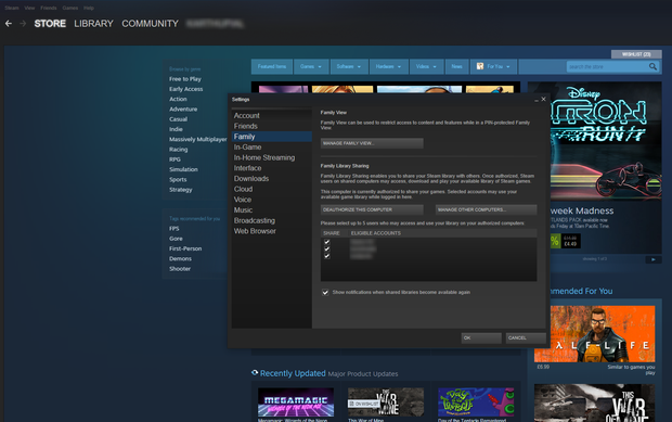 How to share Steam Games step two