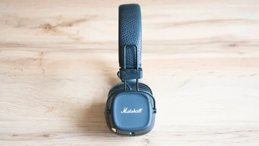Marshall Major IV headphones on their side