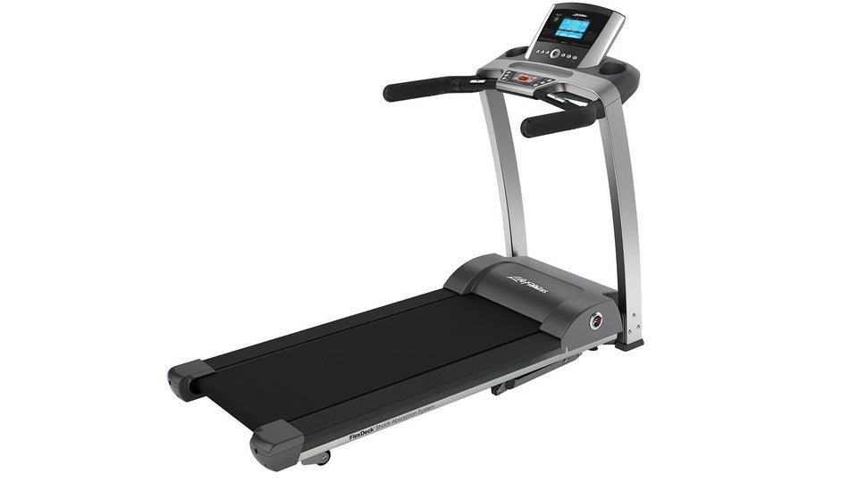 Life Fitness F3 folding treadmill against a white background