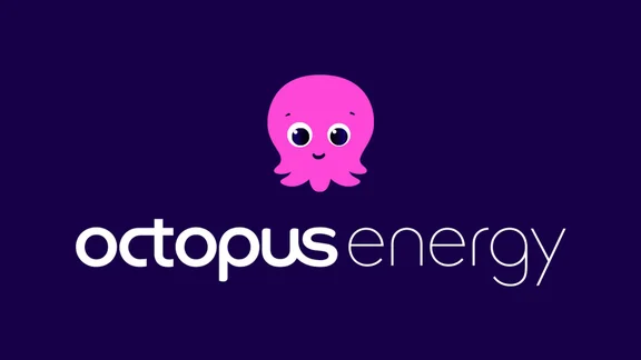 Octopus energy logo on a blue background