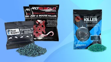 A selection of the best rat poisons against a blue background