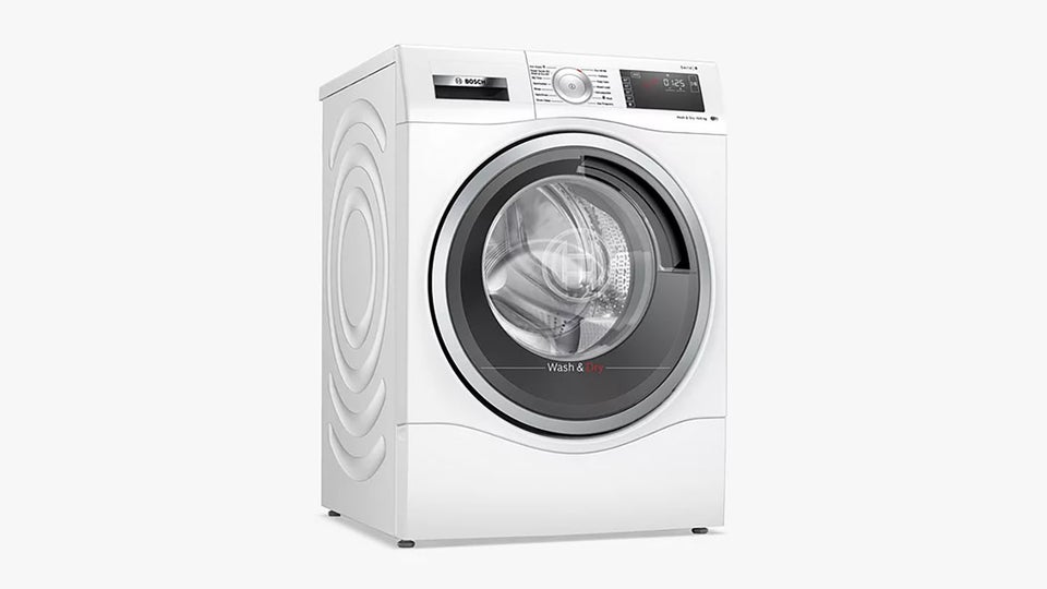 Bosch Series 8 WDU8H541GB washer dryer on a white background