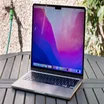 The M2 MacBook Air 13.6in on a garden table