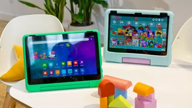 The Amazon Fire 10 10 Kids and Amazon Fire 10 Kids Pro on display after an Amazon hardware event in Washington DC.