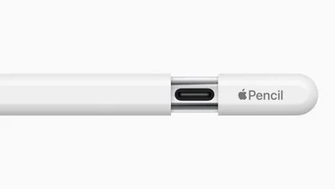 Apple Pencil USB-C close up on USB port and retracting cap