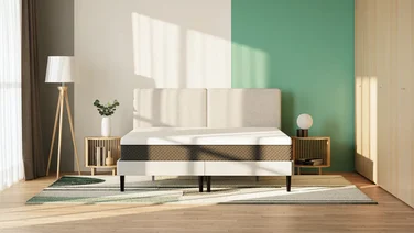 emma nextgen premium mattress on a bed frame in bedroom